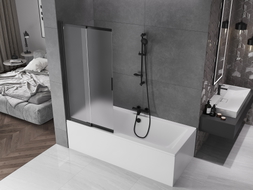 Mexen Fox 2-panel sliding bathtub screen 85 x 150 cm, frost, black - 891-085-002-70-30