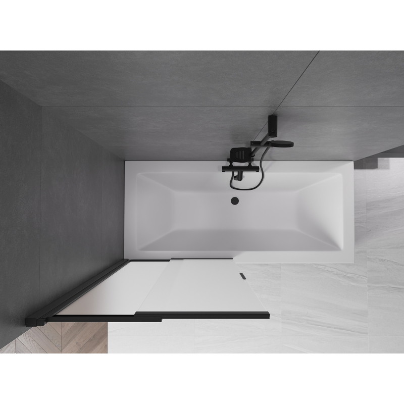 Mexen Fox 2-wing sliding bathtub screen 85 x 150 cm, frosted, black - 891-085-002-70-30