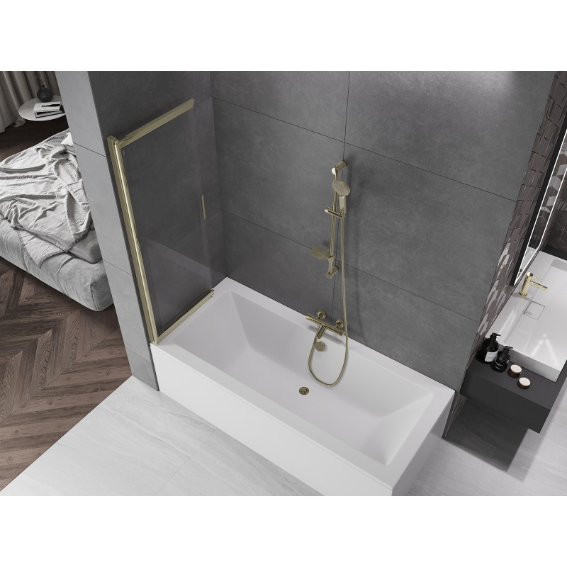 Mexen Fox 2-panel sliding bathtub screen 100 x 150 cm, transparent, gold - 891-100-002-50-00