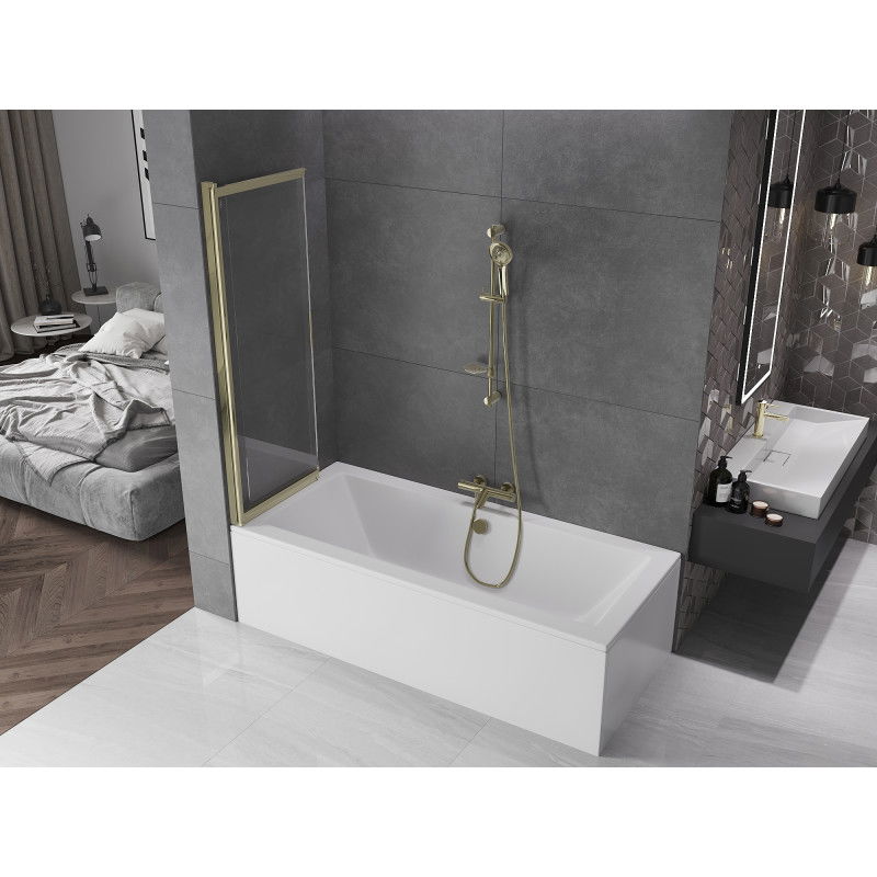 Mexen Fox 2-wing sliding shower screen 100 x 150 cm, transparent, gold - 891-100-002-50-00