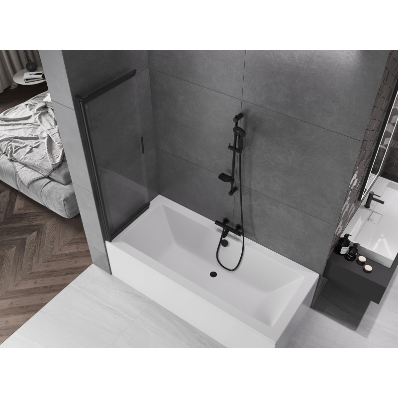 Mexen Fox 2-wing sliding bathtub screen 100 x 150 cm, transparent, black - 891-100-002-70-00