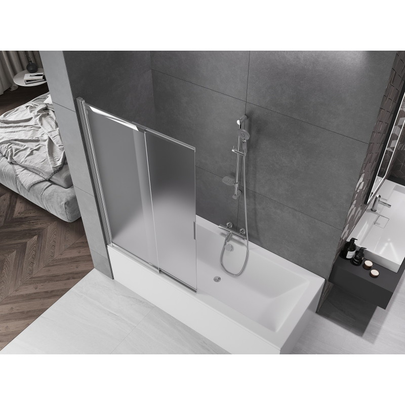 Mexen Fox 2-panel sliding bath screen 100 x 150 cm, frosted, chrome - 891-100-002-01-30