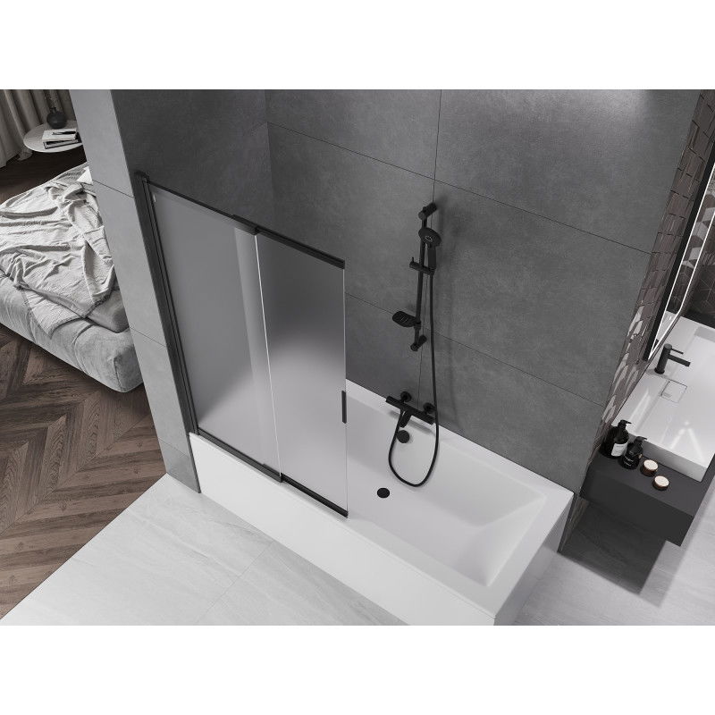 Mexen Fox 2-panel sliding shower screen 100 x 150 cm, frosted, black - 891-100-002-70-30