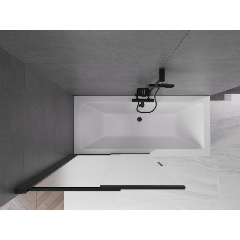 Mexen Fox 2-wing sliding bathtub screen 100 x 150 cm, frosted, black - 891-100-002-70-30