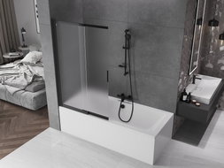 Mexen Fox 2-wing sliding bathtub screen 100 x 150 cm, frosted, black - 891-100-002-70-30