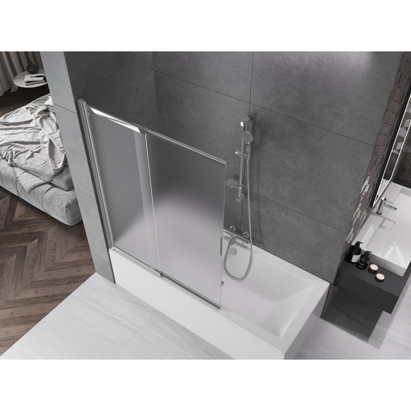 Mexen Fox 2-wing sliding bathtub screen 120 x 150 cm, frost, chrome - 891-120-002-01-30