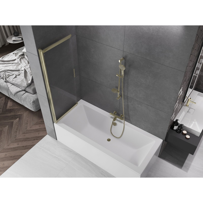Mexen Fox 2-panel sliding bathtub screen 120 x 150 cm, transparent, gold - 891-120-002-50-00