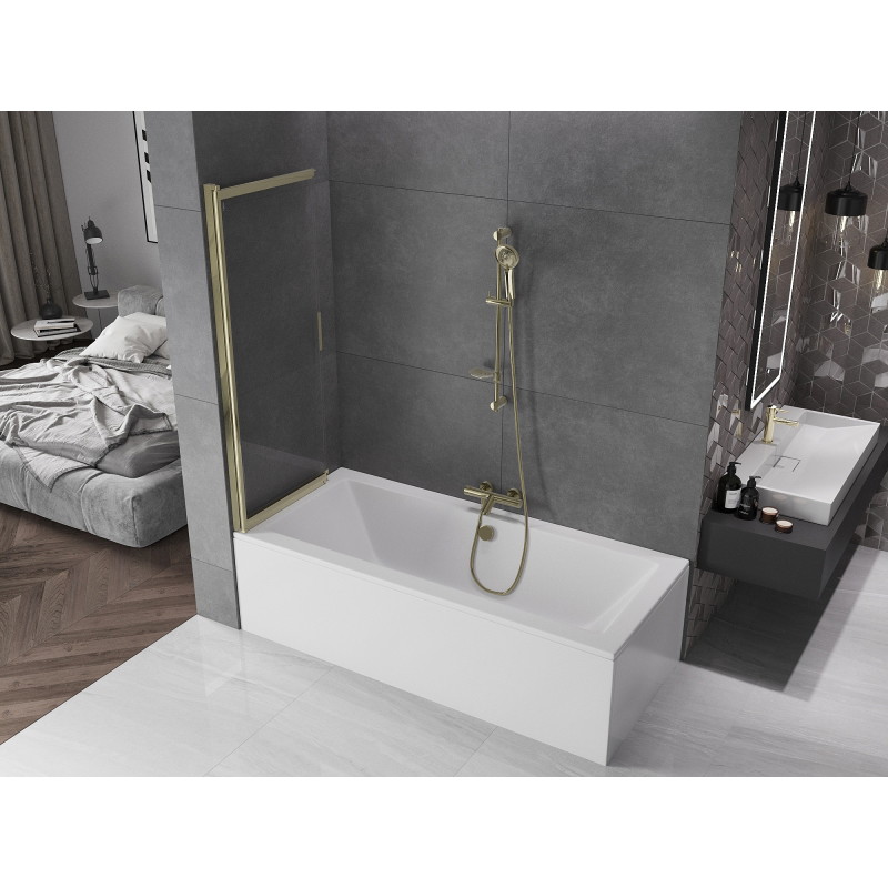 Mexen Fox 2-panel sliding bathtub screen 120 x 150 cm, transparent, gold - 891-120-002-50-00
