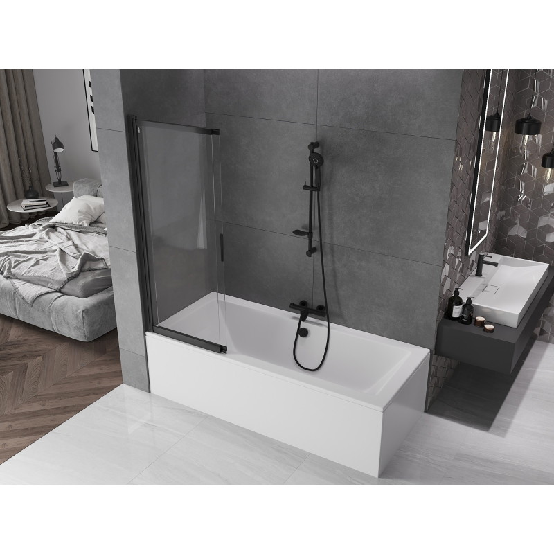 Mexen Fox 2-panel sliding bathtub screen 120 x 150 cm, transparent, black - 891-120-002-70-00