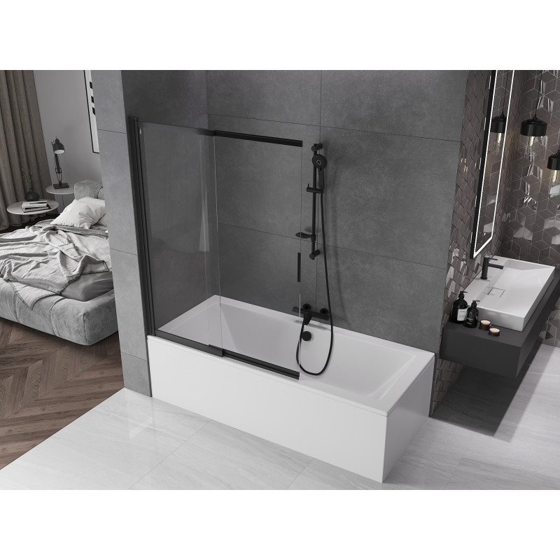 Mexen Fox sliding 2-panel bathtub screen 120 x 150 cm, transparent, black - 891-120-002-70-00