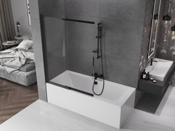 Mexen Fox 2-panel sliding bathtub screen 120 x 150 cm, transparent, black - 891-120-002-70-00
