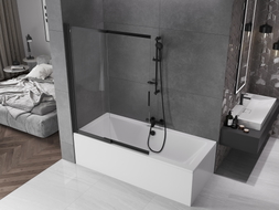 Mexen Fox sliding 2-panel bathtub screen 120 x 150 cm, transparent, black - 891-120-002-70-00