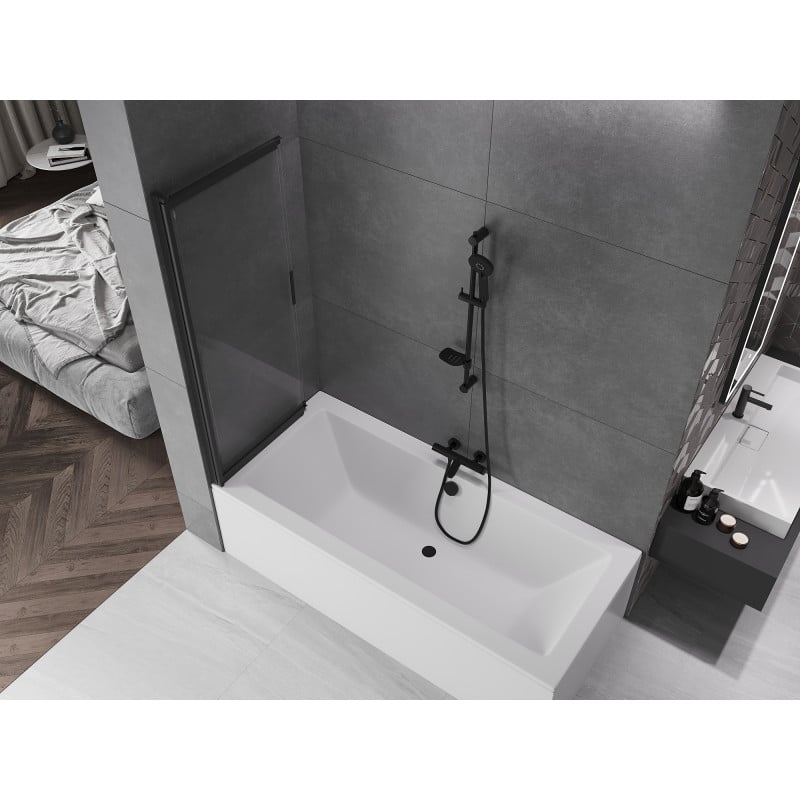 Mexen Fox 2-panel sliding bath screen 120 x 150 cm, transparent, black - 891-120-002-70-00