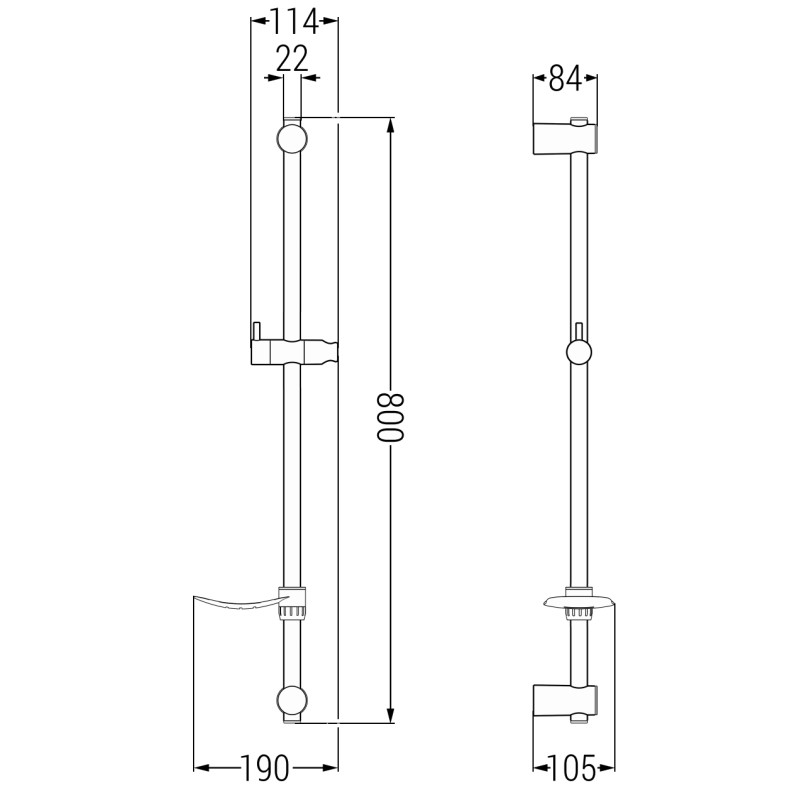 Mexen DF shower rod with soap dish 80 cm, brushed gun gray - 79382-66