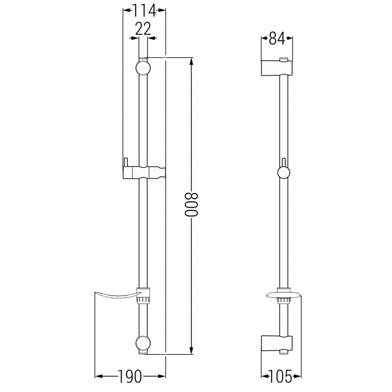 Mexen DF shower rod with soap dish 80 cm, graphite - 79382-66
