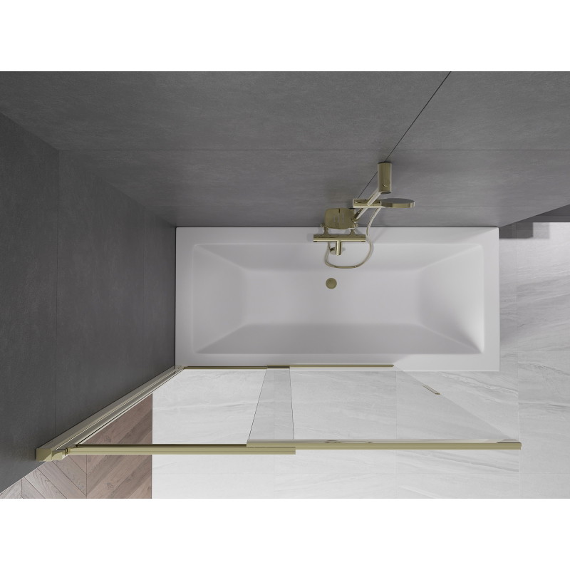 Mexen Fox 2-wing sliding bathtub screen 120 x 150 cm, transparent, gold - 891-120-002-50-00