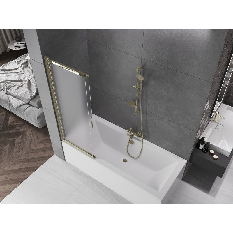 Mexen Fox sliding shower screen 2-wing 120 x 150 cm, frost, gold - 891-120-002-50-30