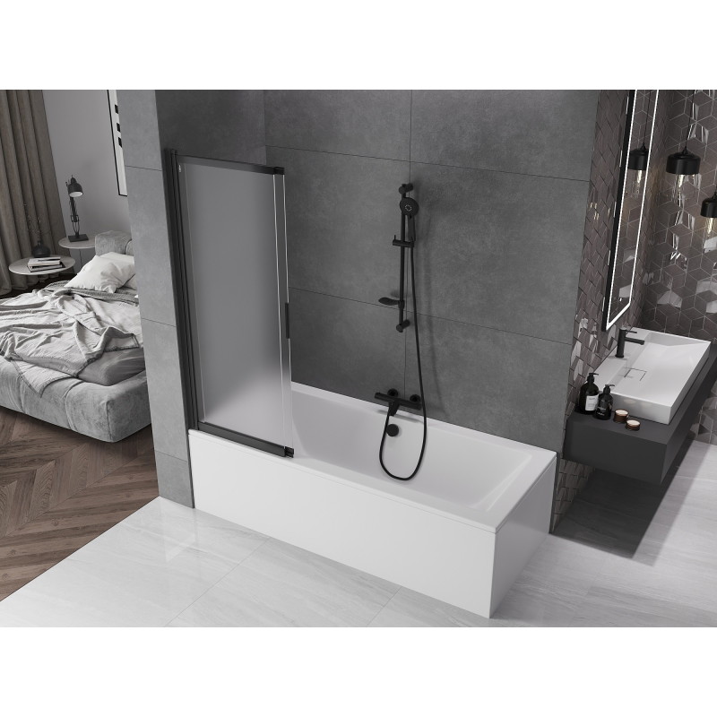 Mexen Fox 2-panel sliding bathtub screen 120 x 150 cm, frost, black - 891-120-002-70-30