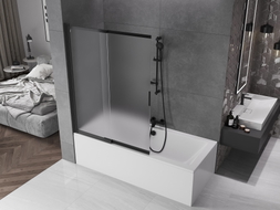 Mexen Fox 2-panel sliding bathtub screen 120 x 150 cm, frosted, black - 891-120-002-70-30