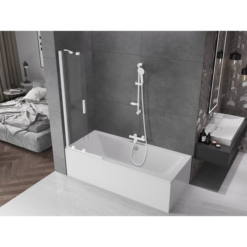 Mexen Velar bathtub screen 2-panel sliding 75 x 150 cm, transparent, white - 896-075-000-01-20