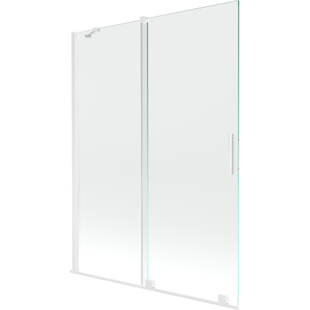 Mexen Velar 2-Wing Sliding Bath Screen 130 x 150 cm, Transparent, White - 896-130-000-01-20