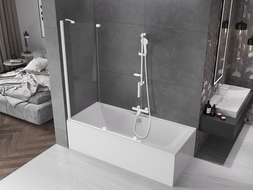 Mexen Velar 2-wing bathtub screen Sliding 130 x 150 cm, transparent, white - 896-130-000-01-20