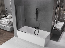 Mexen Velar 2-wing bathtub screen Sliding 70 x 150 cm, transparent, black - 896-070-000-01-70