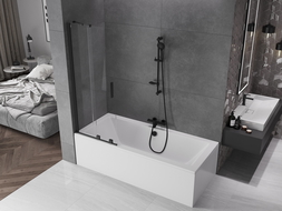 Mexen Velar 2-wing retractable shower screen 75 x 150 cm, transparent, black - 896-075-000-01-70