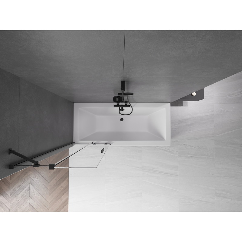Mexen Velar two-panel sliding bathtub screen 75 x 150 cm, transparent, black - 896-075-000-01-70