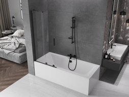 Mexen Velar 2-panel sliding bathtub screen 80 x 150 cm, transparent, black - 896-080-000-01-70