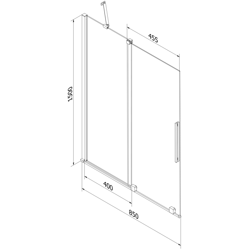 Mexen Velar 2-wing sliding shower screen 85 x 150 cm, transparent, black - 896-085-000-01-70