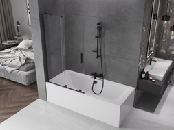 Mexen Velar 2-Panel Sliding Bathtub Screen 100 x 150 cm, Transparent, Black - 896-100-000-01-70