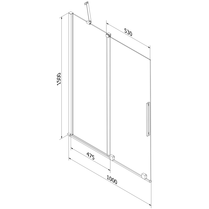 Mexen Velar 2-wing sliding shower screen 100 x 150 cm, transparent, black - 896-100-000-01-70
