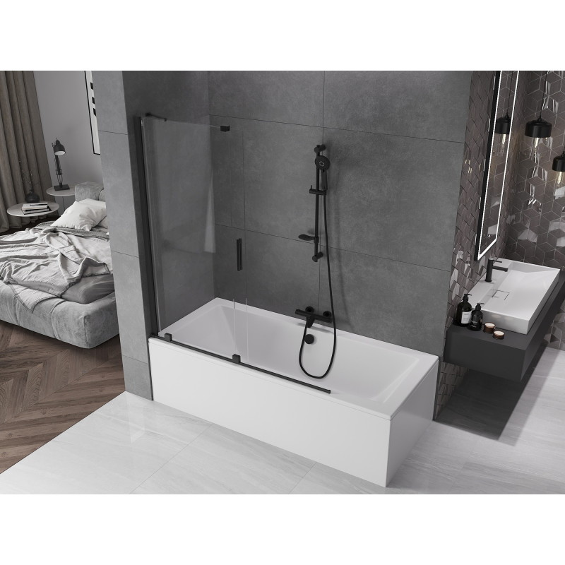 Mexen Velar 2-panel sliding bathtub screen 140 x 150 cm, transparent, black - 896-140-000-01-70