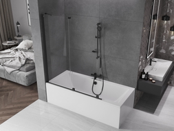 Mexen Velar 2-wing sliding bathtub screen 140 x 150 cm, transparent, black - 896-140-000-01-70