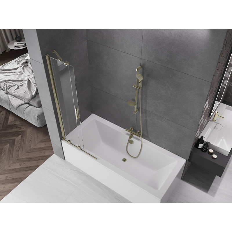 Mexen Velar 2-panel sliding bath screen 75 x 150 cm, transparent, gold - 896-075-000-01-50