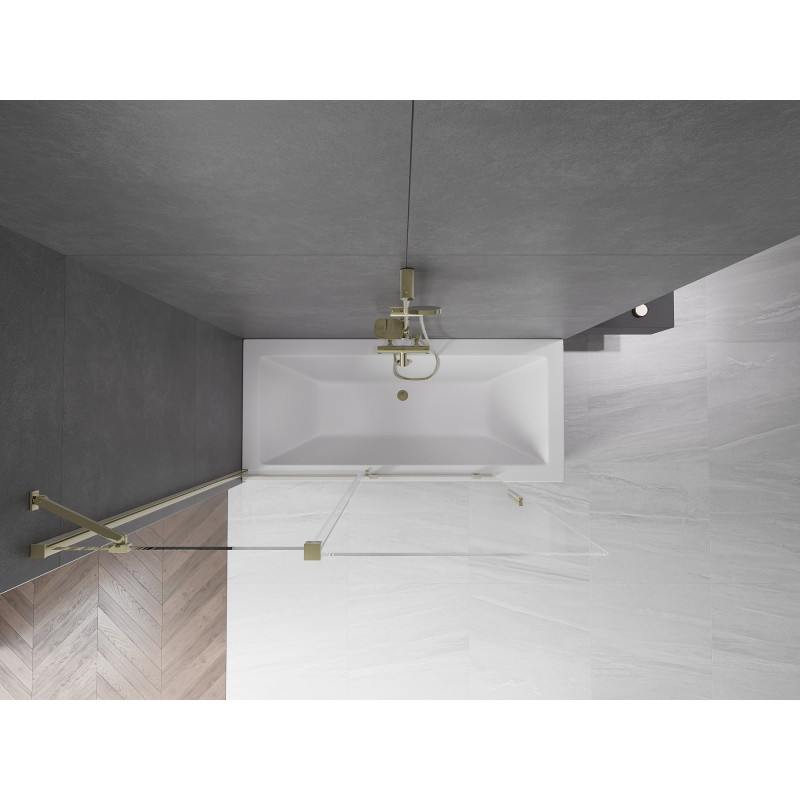 Mexen Velar 2-wing Sliding Bath Screen 140 x 150 cm, Transparent, Gold - 896-140-000-01-50