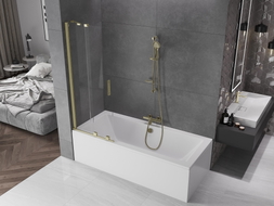 Mexen Velar bathtub screen 2-wing sliding 70 x 150 cm, transparent, gold brushed - 896-070-000-01-55