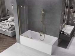 Mexen Velar 2-Panel Sliding Bathtub Screen 80 x 150 cm, Transparent, Brushed Gold - 896-080-000-01-55
