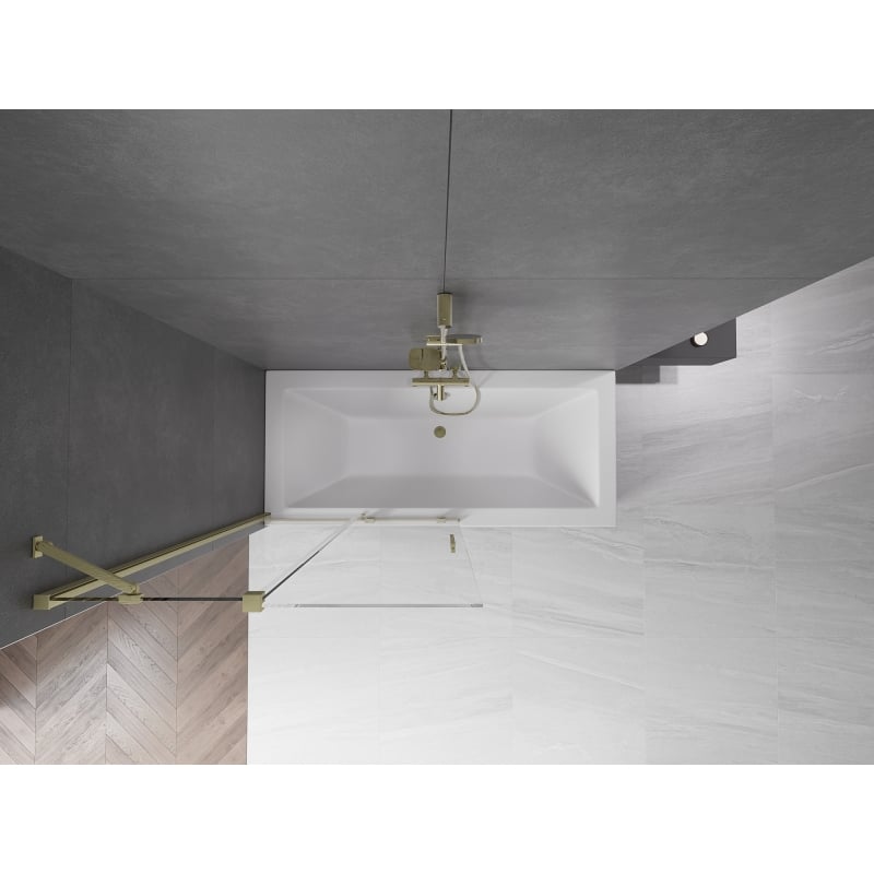 Mexen Velar 2-panel sliding bathtub screen 100 x 150 cm, transparent, brushed gold - 896-100-000-01-55