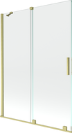 Mexen Velar 2-panel sliding bath screen 130 x 150 cm, transparent, brushed gold - 896-130-000-01-55