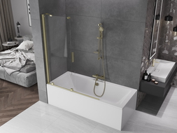 Mexen Velar 2-wing bathtub screen Sliding 130 x 150 cm, transparent, brushed gold - 896-130-000-01-55