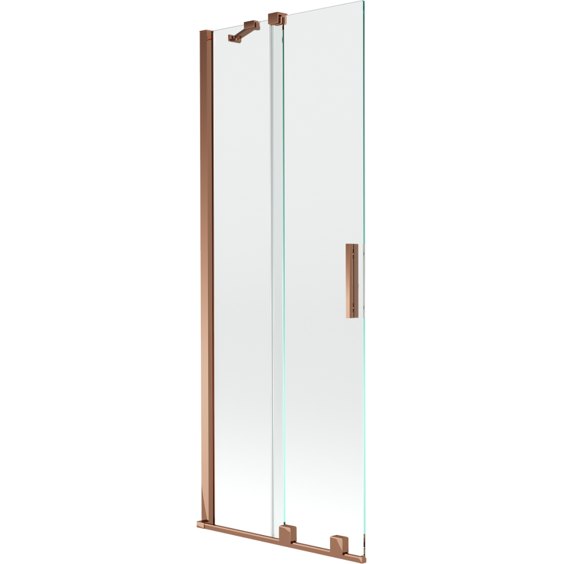 Mexen Velar 2-wing bathtub screen Sliding 75 x 150 cm, transparent, Rose gold - 896-075-000-01-60