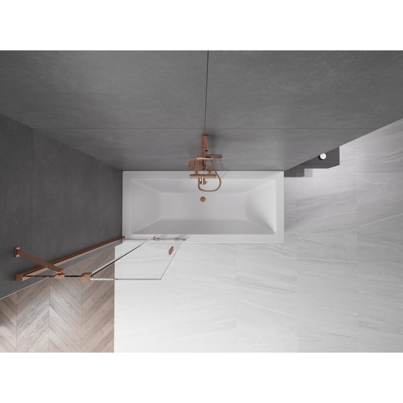 Mexen Velar 2-wing sliding bathtub screen 75 x 150 cm, transparent, rose gold - 896-075-000-01-60