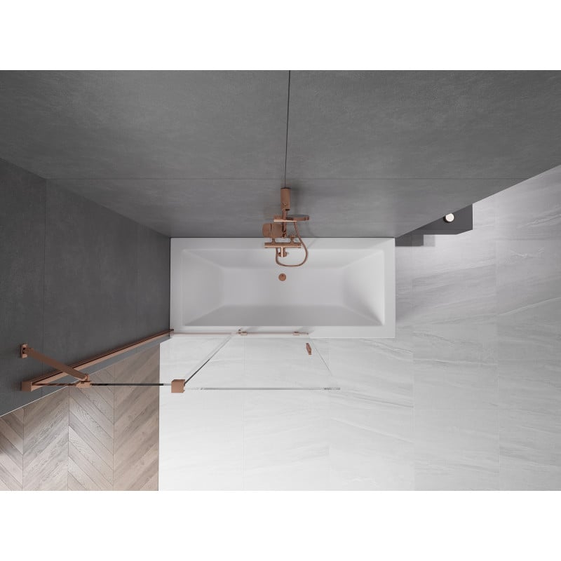 Mexen Velar 2-wing sliding bath screen 110 x 150 cm, transparent, pink gold - 896-110-000-01-60