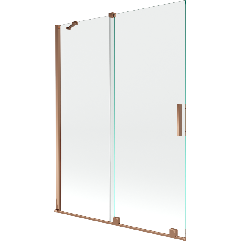 Mexen Velar 2-wing bathtub screen Sliding 130 x 150 cm, transparent, Rose gold - 896-130-000-01-60