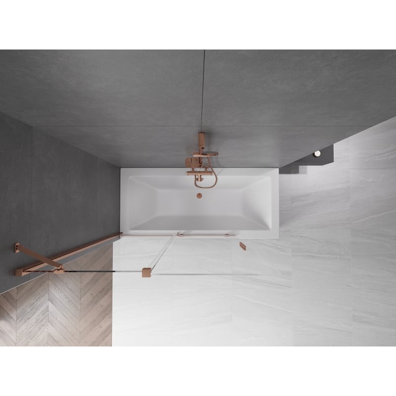 Mexen Velar 2-panel sliding bathtub screen 130 x 150 cm, transparent, rose gold - 896-130-000-01-60