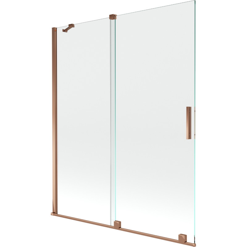 Mexen Velar 2-wing retractable bathtub screen 140 x 150 cm, transparent, rose gold - 896-140-000-01-60