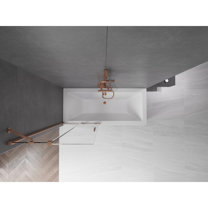 Mexen Velar 2-panel sliding bathtub screen 85 x 150 cm, transparent, brushed copper - 896-085-000-01-65