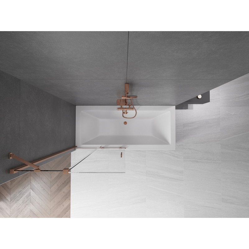 Mexen Velar 2-panel sliding bathtub screen 95 x 150 cm, transparent, brushed copper - 896-095-000-01-65